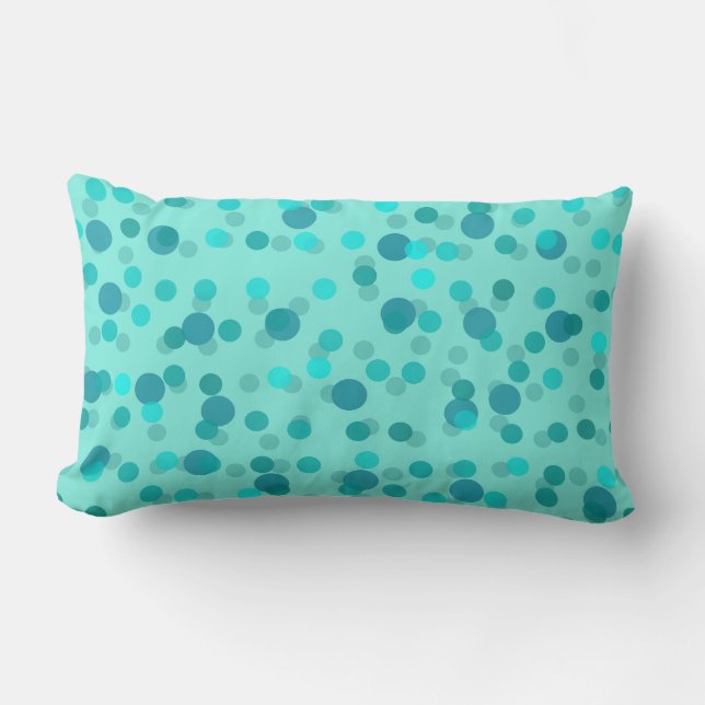 Coussin Rectangle Aqua, turquoise et pois de mer (Recto)