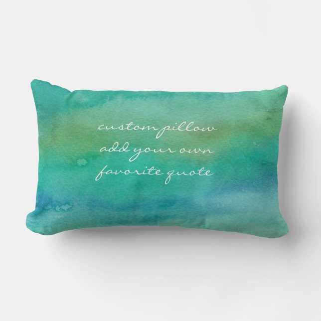 Coussin Rectangle aquarelle ajouter du texte bleu et turquoise (Recto)