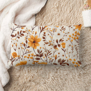 Coussin Rectangle Aquarelle Automne Fleurs D'Automne Et Feuille