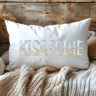 Coussin Rectangle Aquarelle Blue Gold Pastel Kisatchie Louisiane