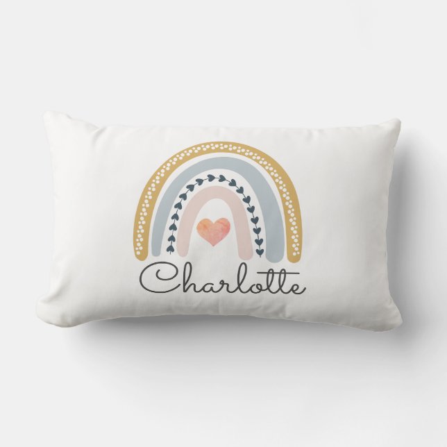 Coussin Rectangle Aquarelle Boho personnalisée Rainbow Girl (Recto)