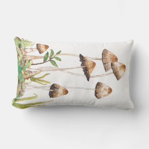 Coussin Rectangle Aquarelle Brown de champignons forestiers