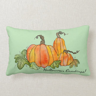 Coussin Rectangle Aquarelle Citrouille Halloween Gourtes de récolte