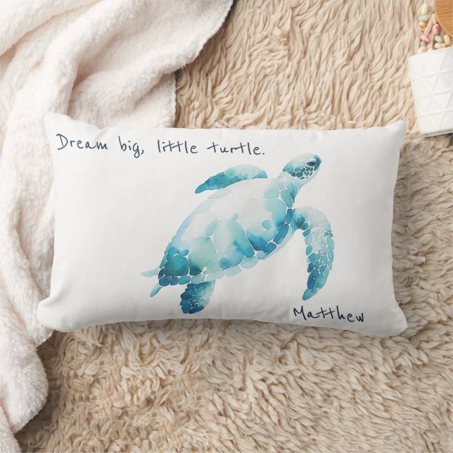 Coussin Rectangle Aquarelle de la tortue de mer Bleu Pépinière minim (Couverture)
