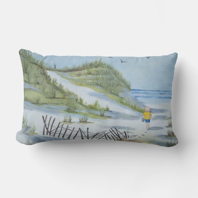 Coussin Rectangle Aquarelle de plage (Recto)