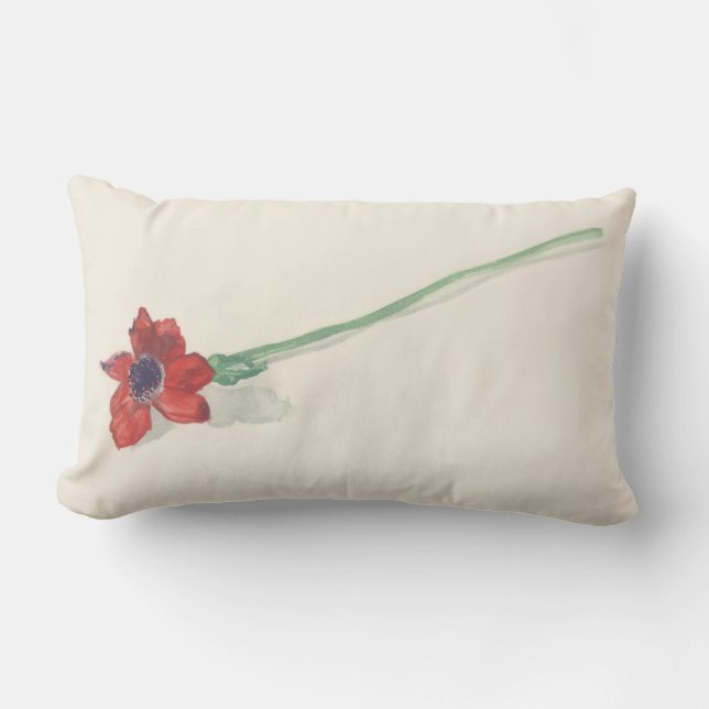 Coussin Rectangle Aquarelle de ranunculus rouge (Recto)