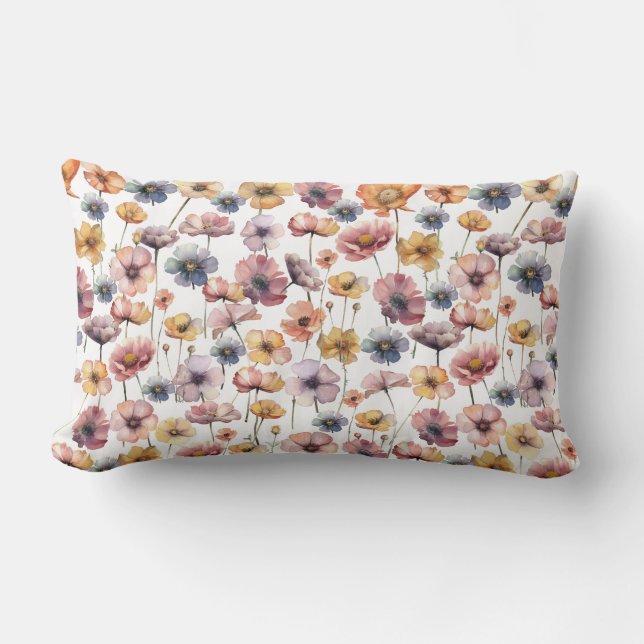 Coussin Rectangle aquarelle délicate design floral (Recto)