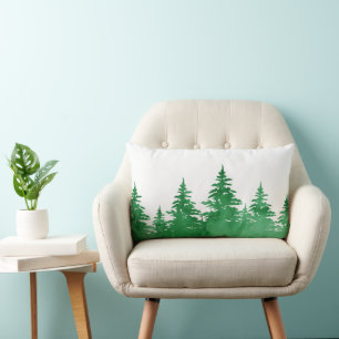 Coussin Rectangle Aquarelle d'émeraude Arbres À feuillage persistant