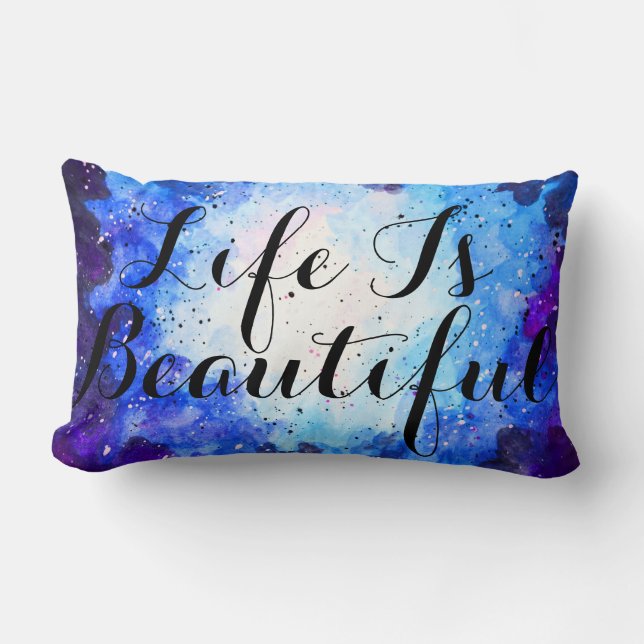 Coussin Rectangle Aquarelle Espace Nebula La vie est belle & nom (Recto)