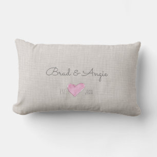 Coussin Rectangle Aquarelle Heart Love Couple NAMES Est. ANNÉE