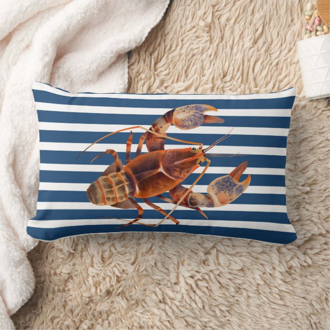 Coussin Rectangle Aquarelle homard nautique Crustacé core (Couverture)