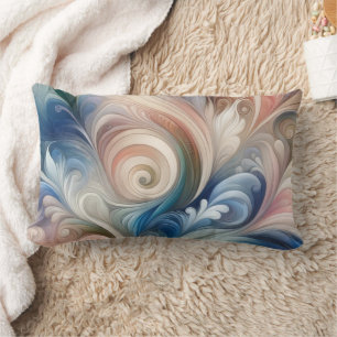 Coussin Rectangle Aquarelle Imaginaire Floral Pastel Bleu & Crème