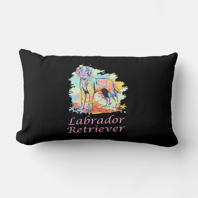 Coussin Rectangle Aquarelle Labrador Retriever (Recto)