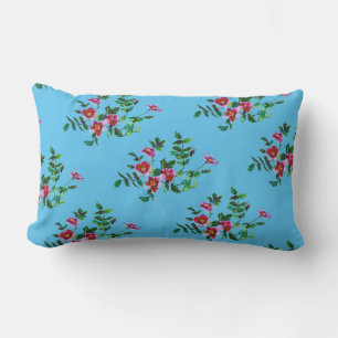 Coussin Rectangle Aquarelle magenta rose vintage roses