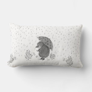 Coussin Rectangle Aquarelle mignonne Hérisson Rainy Day Whimsical
