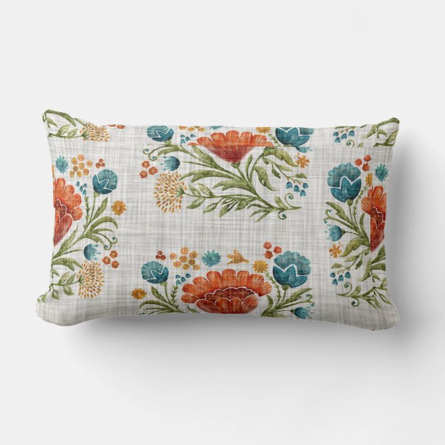 Coussin Rectangle Aquarelle Moderne Fleur Motif Earthy Whimsical (Recto)