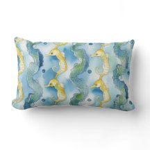 Aquarelle motif hippocampe vie de plage océan art