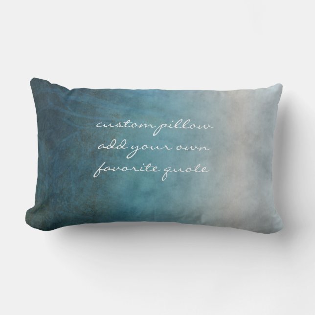 Coussin Rectangle aquarelle ombre ajouter texte gris et turquoise (Recto)