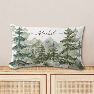 Coussin Rectangle Aquarelle Pine Forêt et montagne Rustique