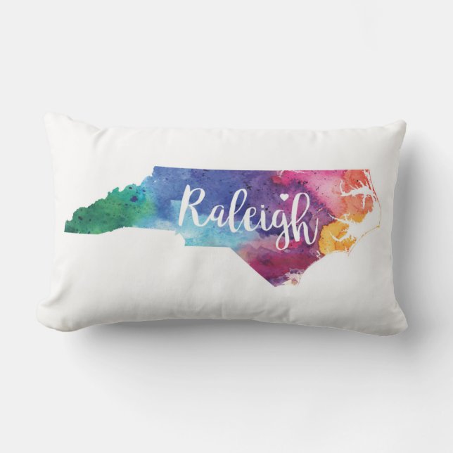 Coussin Rectangle Aquarelle Raleigh, la Caroline du Nord (Recto)