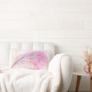 Coussin Rectangle Aquarelle rose fille Abstraite avec nom