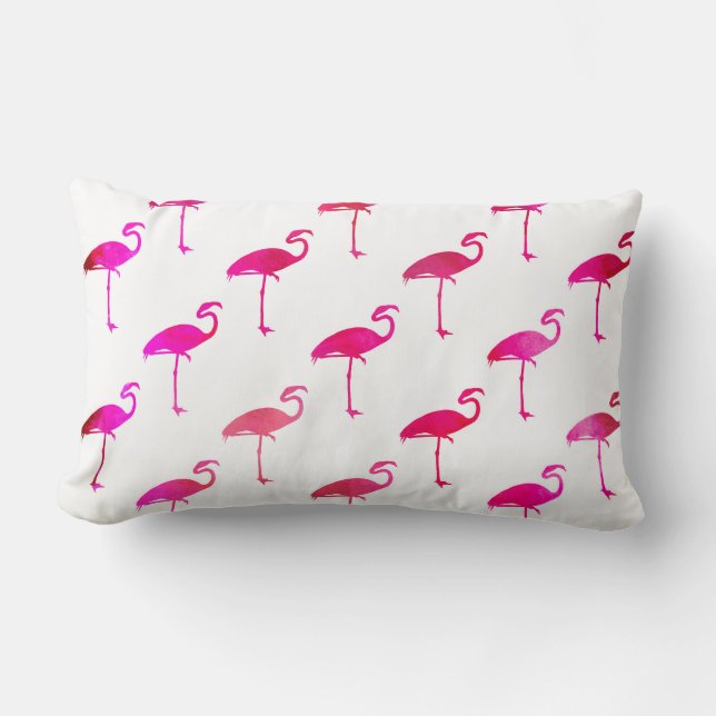 Coussin Rectangle Aquarelle rose Flamant rose violet à chaud (Recto)