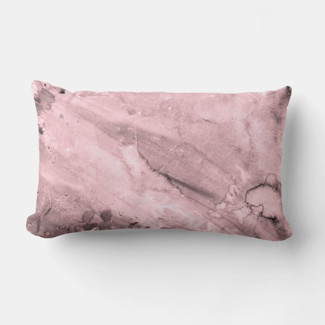Coussin Rectangle Aquarelle rose pâle Abstraite (Recto)