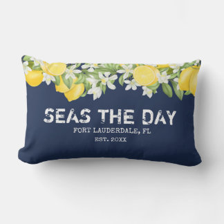 Coussin Rectangle Aquarelle rustique Lemons Nom du bateau Lumbar Cou