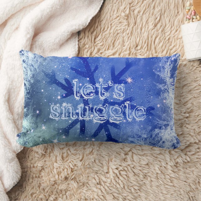 Coussin Rectangle Aquarelle Snowflake bleu permet d'étouffer (Couverture)