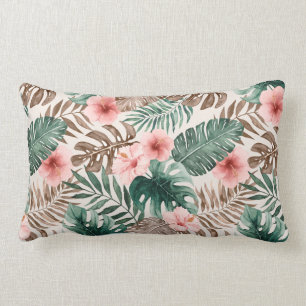 Coussin Rectangle Aquarelle tendance Boho Tropical Floral