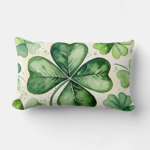 Coussin Rectangle Aquarelle Trèfle à quatre feuilles Chanceux Shamro