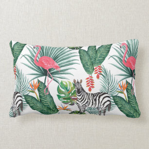 Coussin Rectangle Aquarelle tropicale de feuille de zèbre moderne de