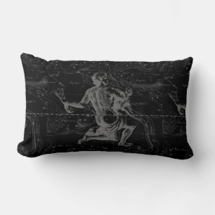 Coussin Rectangle Aquarius Constellation Hevelius 1690 sur Noir