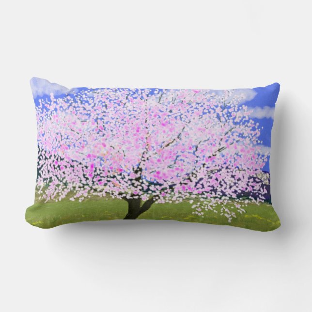 Coussin Rectangle Arbre aux amandes en fleurs (Recto)
