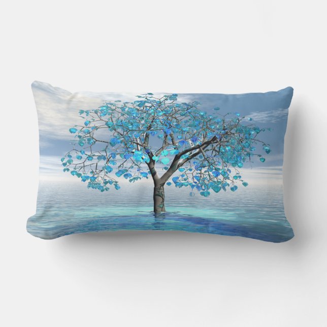 Coussin Rectangle Arbre bleu cristal (Recto)
