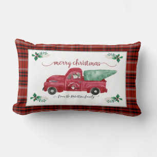Coussin Rectangle Arbre de Noël Arbre ferme Camion rouge Plaid