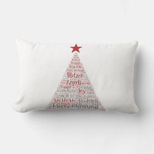 Coussin Rectangle Arbre de Noël Art Word avec étoile rouge