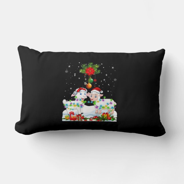 Coussin Rectangle Arbre de Noël des moutons amusant | Cadeau animal  (Recto)