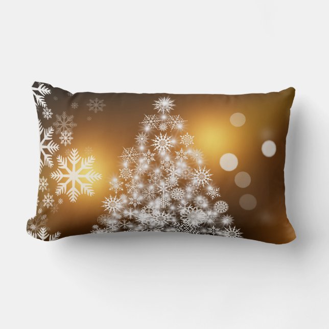Coussin Rectangle Arbre de Noël en flocons de neige (Recto)