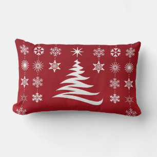 Coussin Rectangle Arbre de Noël et flocons de neige Arrondi Jeu d'or
