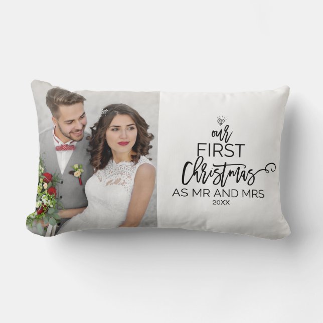 Coussin Rectangle Arbre de Noël Notre premier Noël en tant que M. et (Recto)