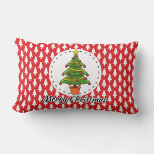 Coussin Rectangle Arbre de Noël sur le Motif des pins rouges - Joye