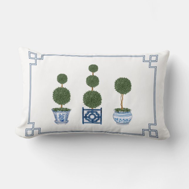 Coussin Rectangle Arbre topiaire de chinoiserie avec rubans  (Recto)