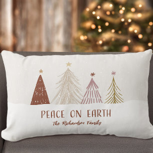 Coussin Rectangle Arbres de Noël Élégants pour la Paix sur Terre