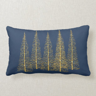 Coussin Rectangle Arbres d'or sur le carreau lombaire bleu