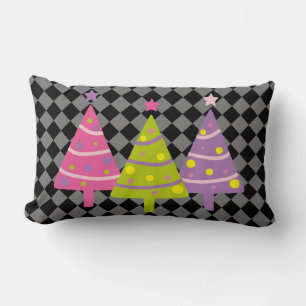 Coussin Rectangle Arbres noirs de Noël modernes