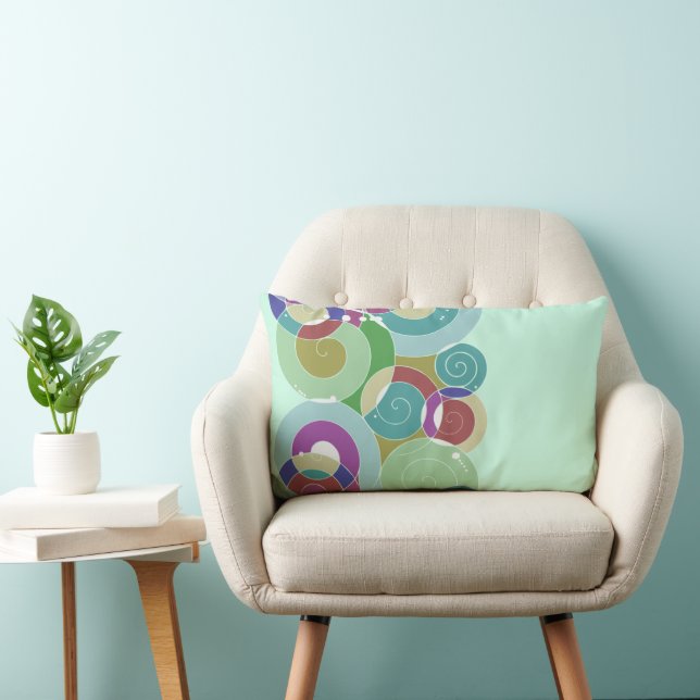 Coussin Rectangle Arc en arc-en-ciel Rétro Arrière-plan en spirale A (Chaise)