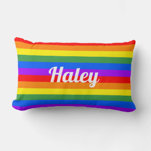 Coussin Rectangle Arc-en-ciel Frappes Nom Personnalisé Jeu d'oreill