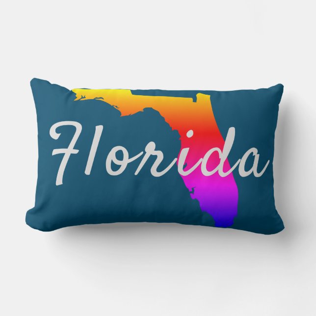 Coussin Rectangle Arc-en-ciel silhouette de l'État de Floride (Recto)