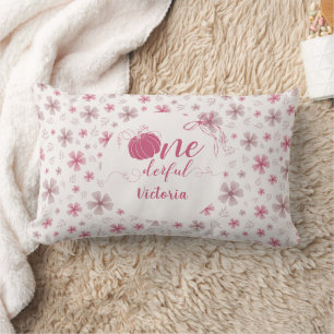 COUSSIN RECTANGLE ARC ET RUBAN ROSE CITROUILLE FLEURS ANNIVERSAIRE